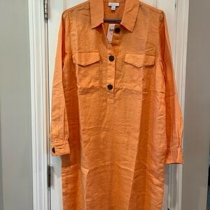 J. Jill Apricot Linen Shirt Dress NWT